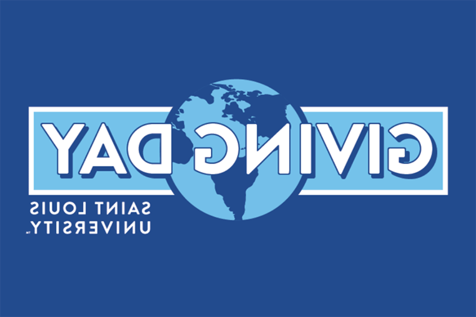 A logo of a blue globe with the words Giving Day Saint Louis University.